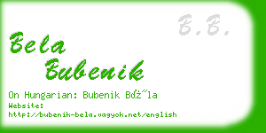 bela bubenik business card